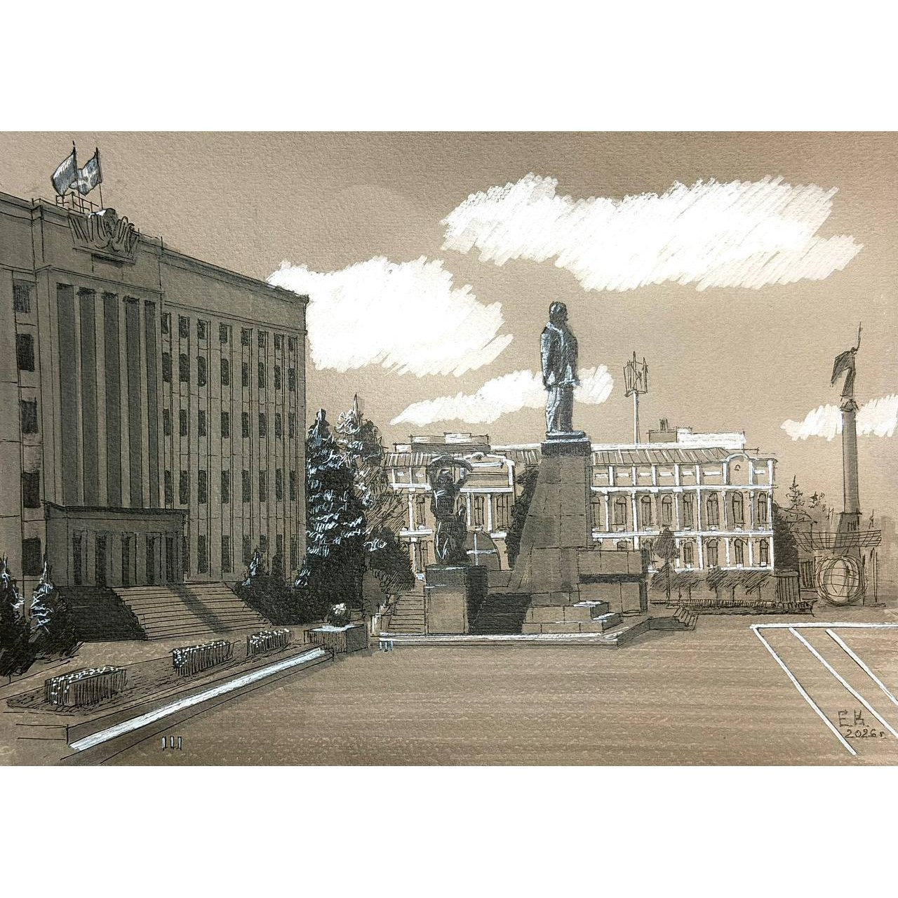 «Площадь Ленина». ЕЛЬЧАНИНОВА.АРТ Художник Ксения Ельчанинова. Современное искусство