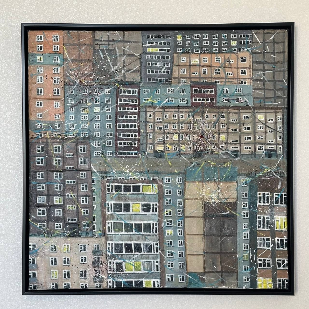 Авторская картина «Салют в окнах». ELCHANINOVA.ART Художник Ксения Ельчанинова. Современное искусство