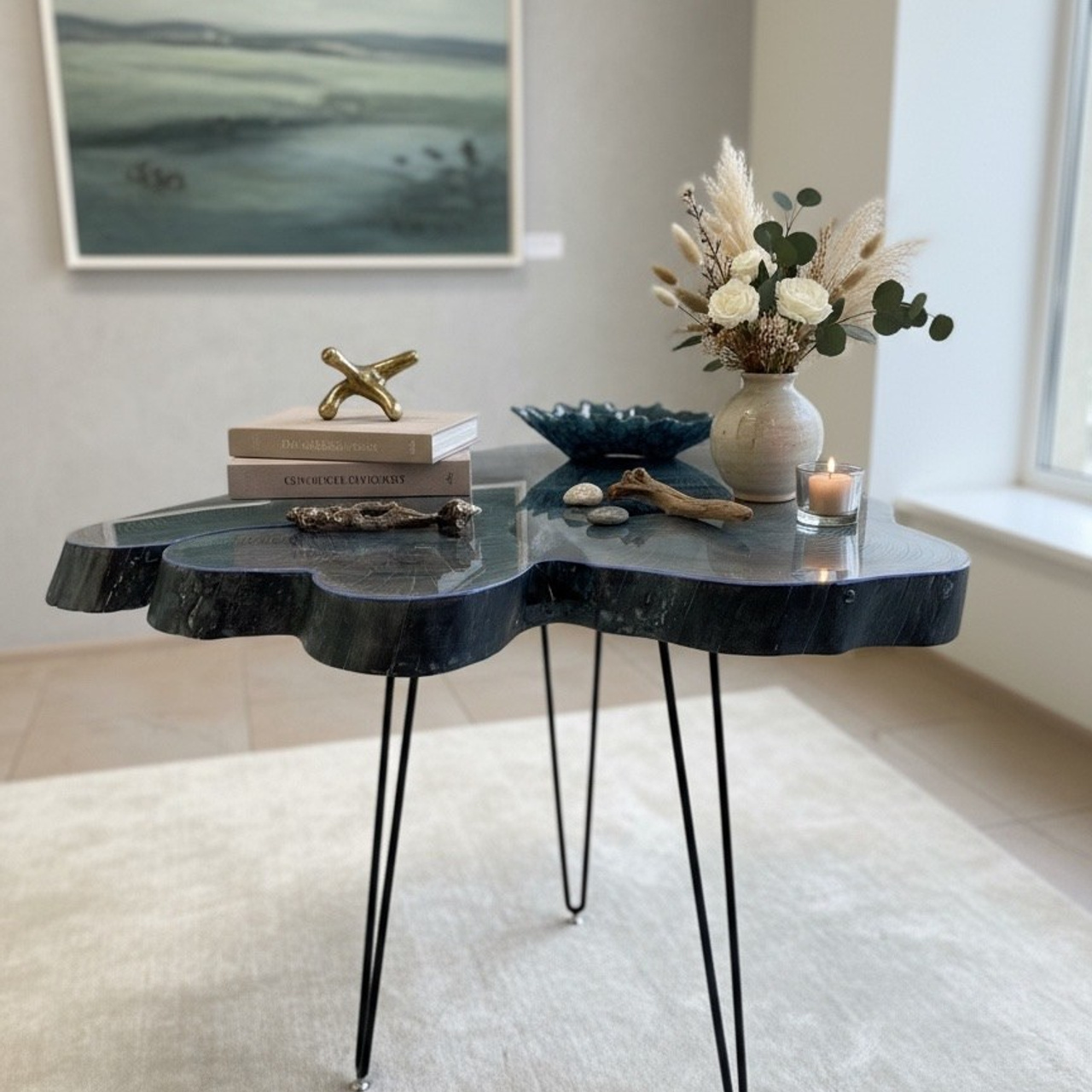 Table made of wood «Sea depth». Art objects for walls. Author’s paintings, panels, clocks and portraits by photo