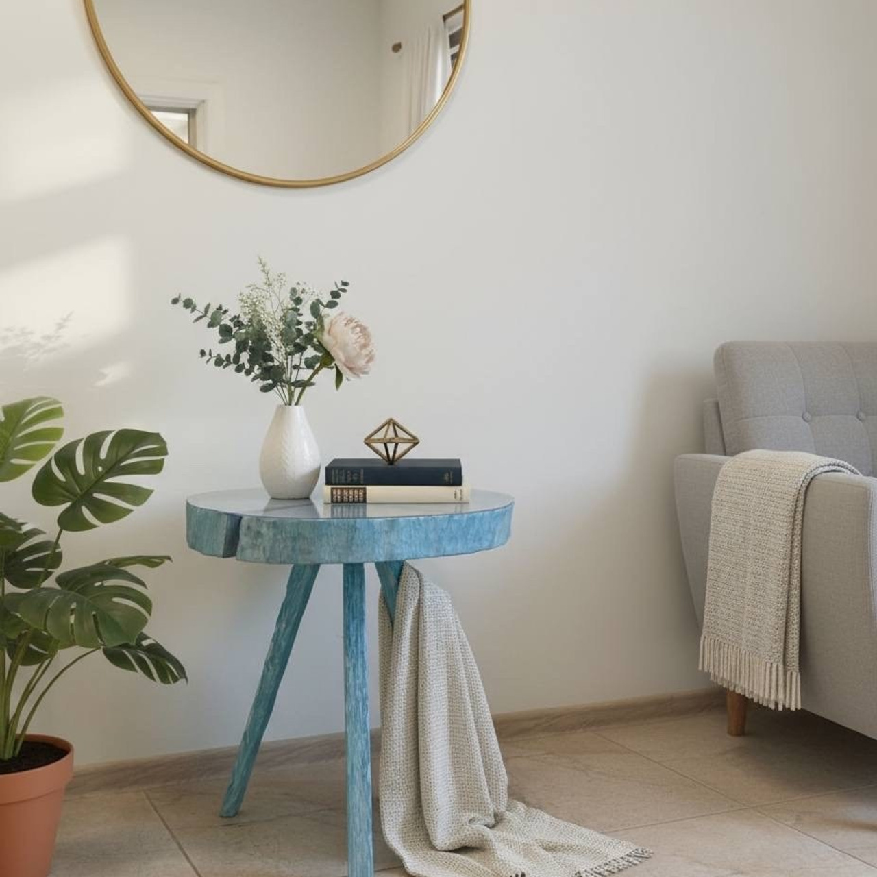 Журнальный столик из дерева «голубые небеса». Арт-объекты для стен. Авторские картины, панно, часы и портреты по фото