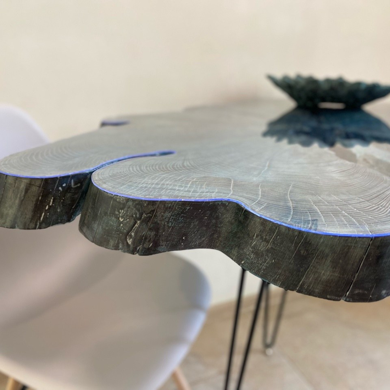 Table made of wood «Sea depth». Art objects for walls. Author’s paintings, panels, clocks and portraits by photo