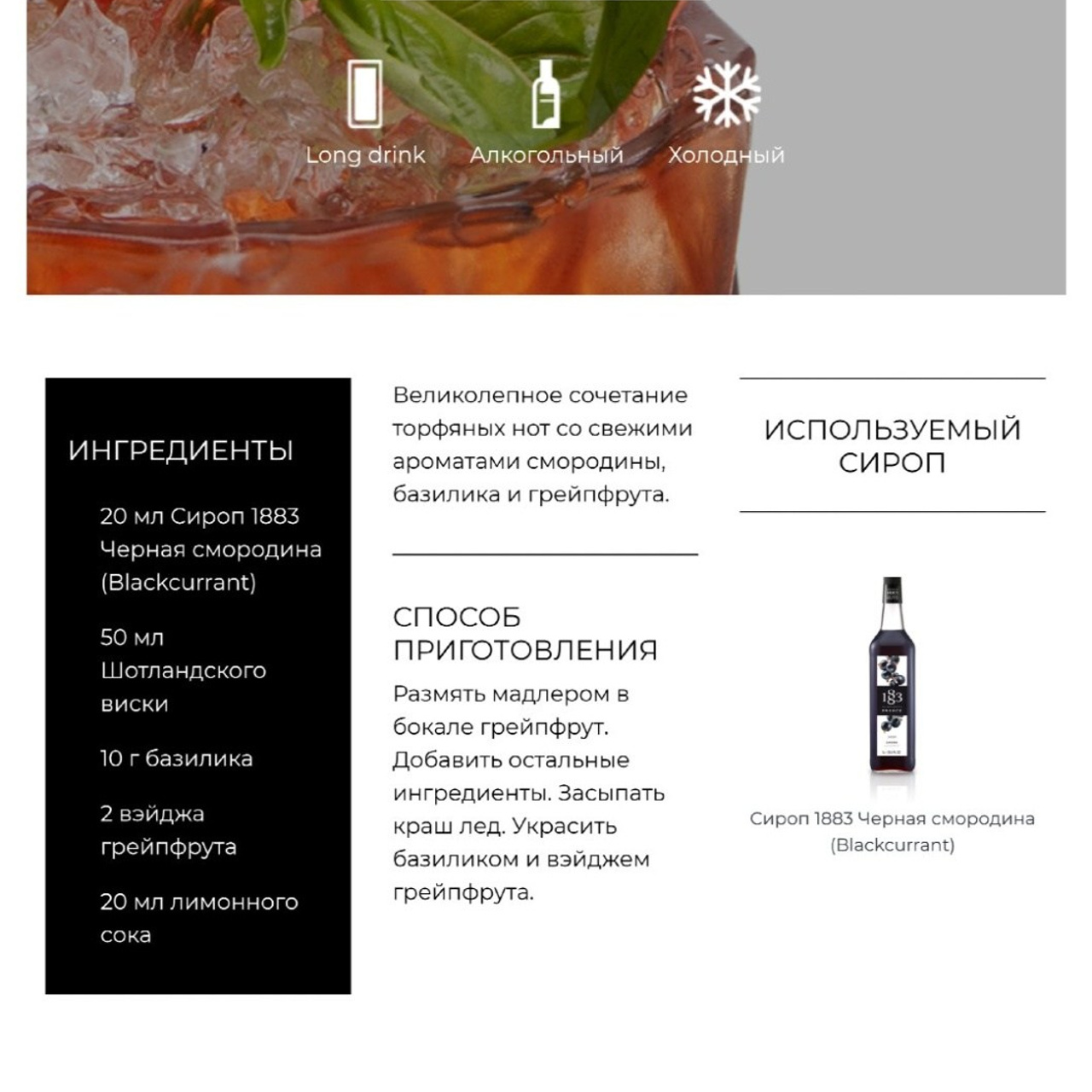 Сироп 1883 Черная смородина