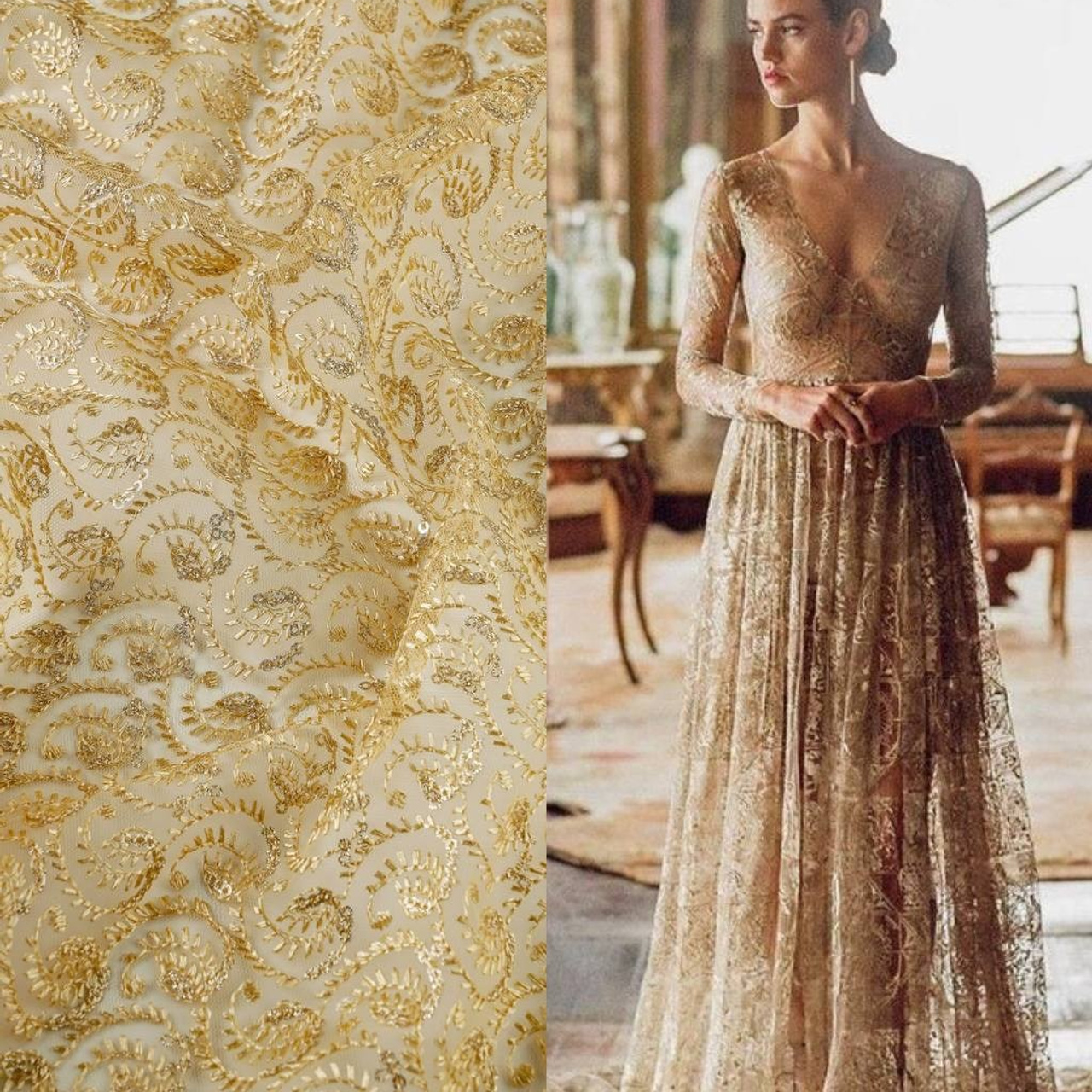 ZIAD NAKAD - LEBANON - И35 - СЕТКА -ШИРИНА 1,20 - ЗОЛОТО - 8,6  