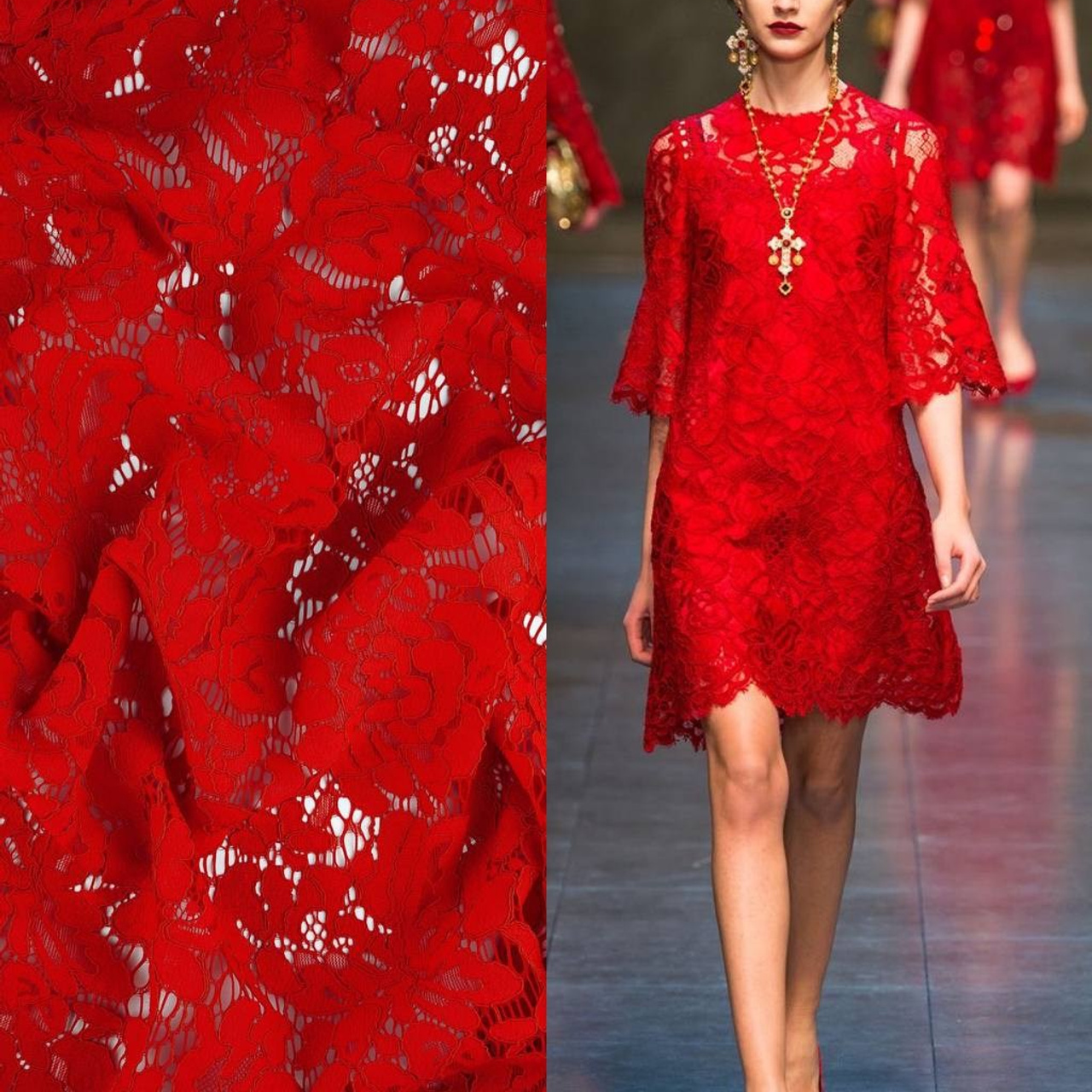 DOLCE GABBANA - ITALY - KK92 - ШИРИНА 1,50 - КРАСНАЯ - К 1,5 ; 2К 3