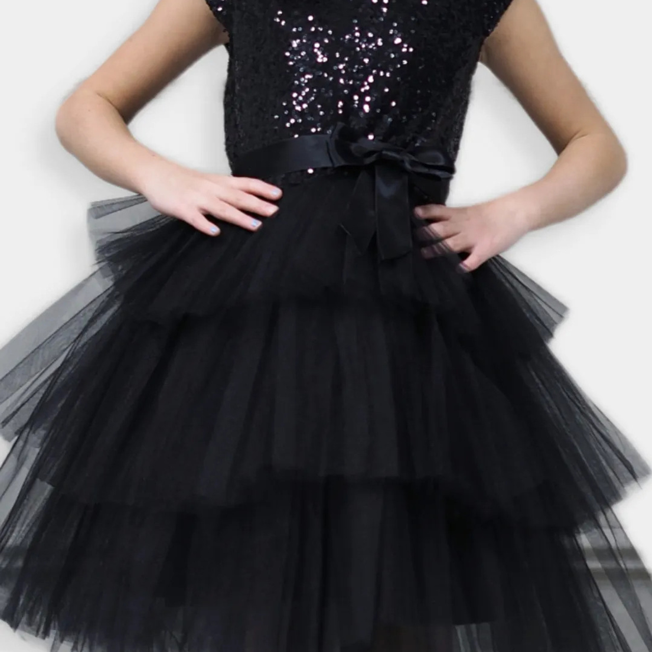 Черное платье пайетки+фатин 42-44р