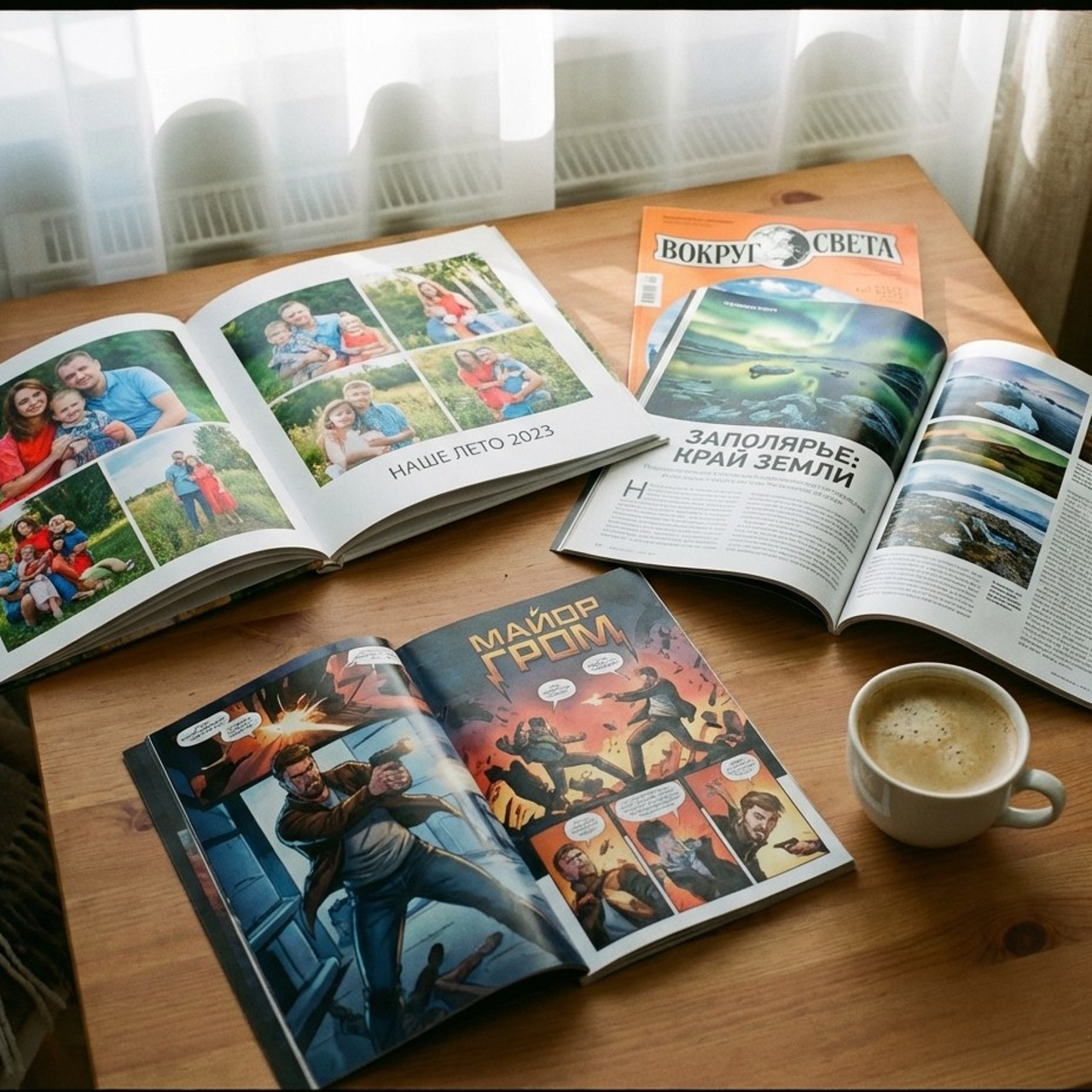 3.1 Подарочная книга / комикс / глянцевый журнал. Фото + нейро — студия «POP-UP»