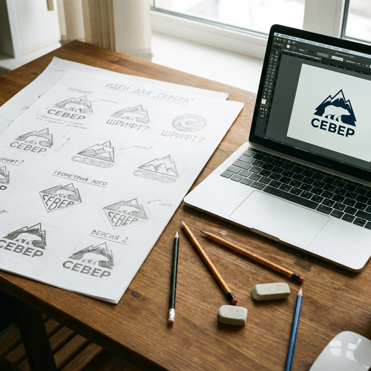 7.10 Разработка логотипа. Фото + нейро — студия «POP-UP»