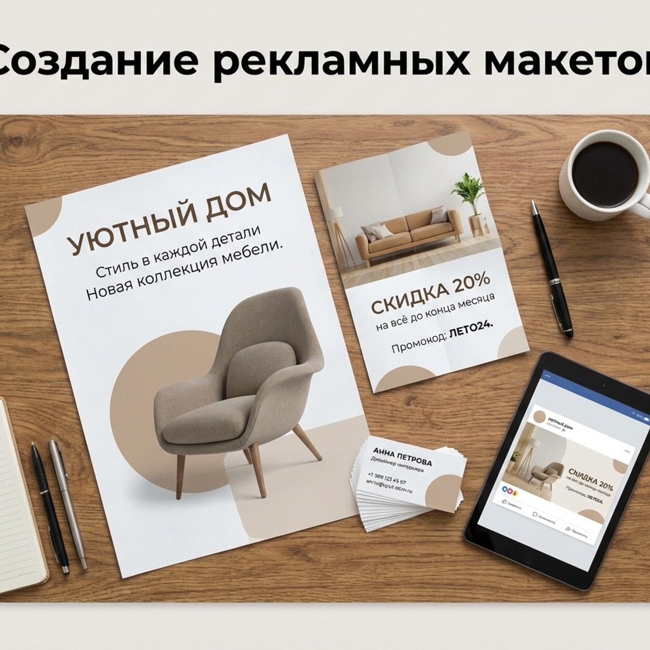 7.2 Создание рекламных макетов. Фото + нейро — студия «POP-UP»