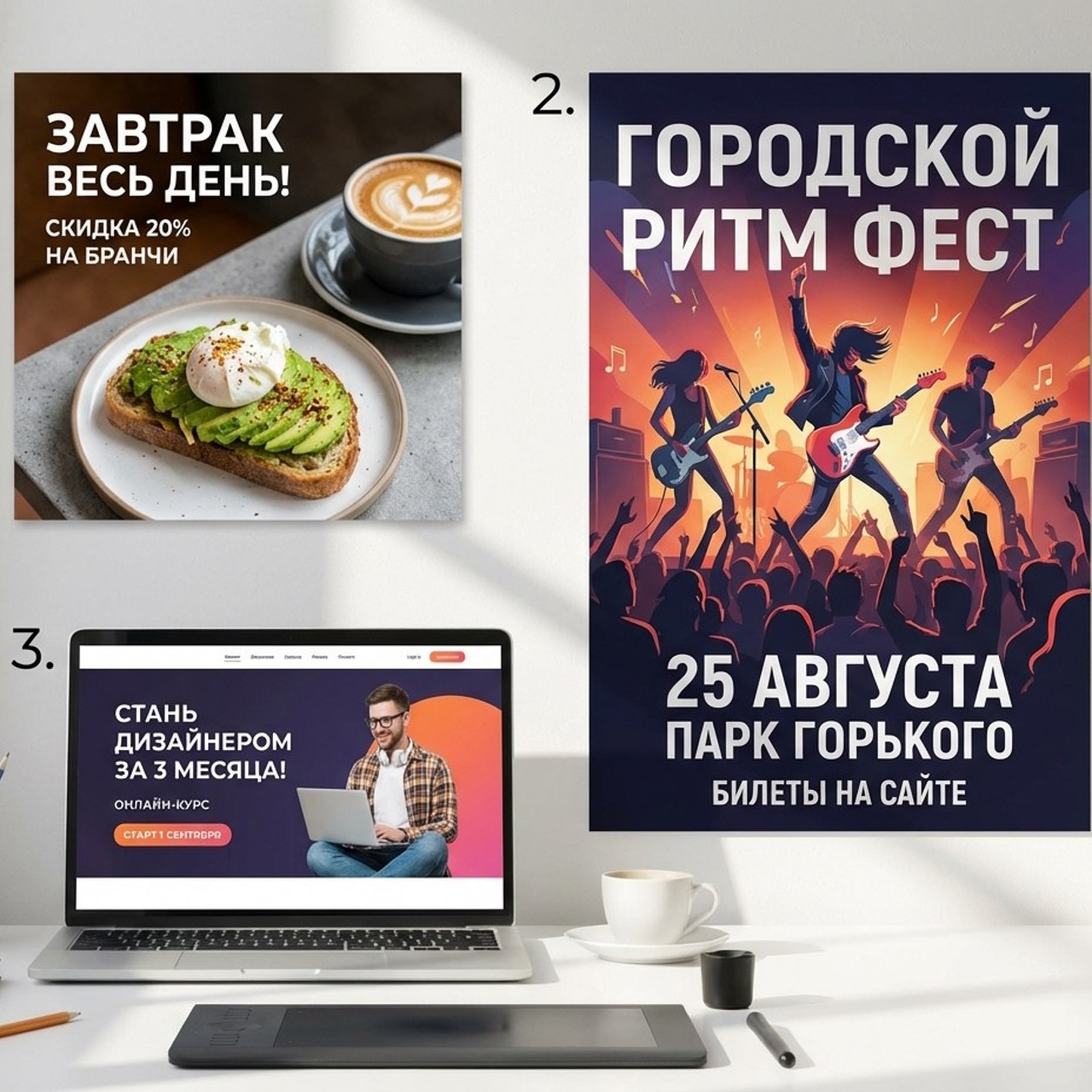 7.2 Создание рекламных макетов. Фото + нейро — студия «POP-UP»