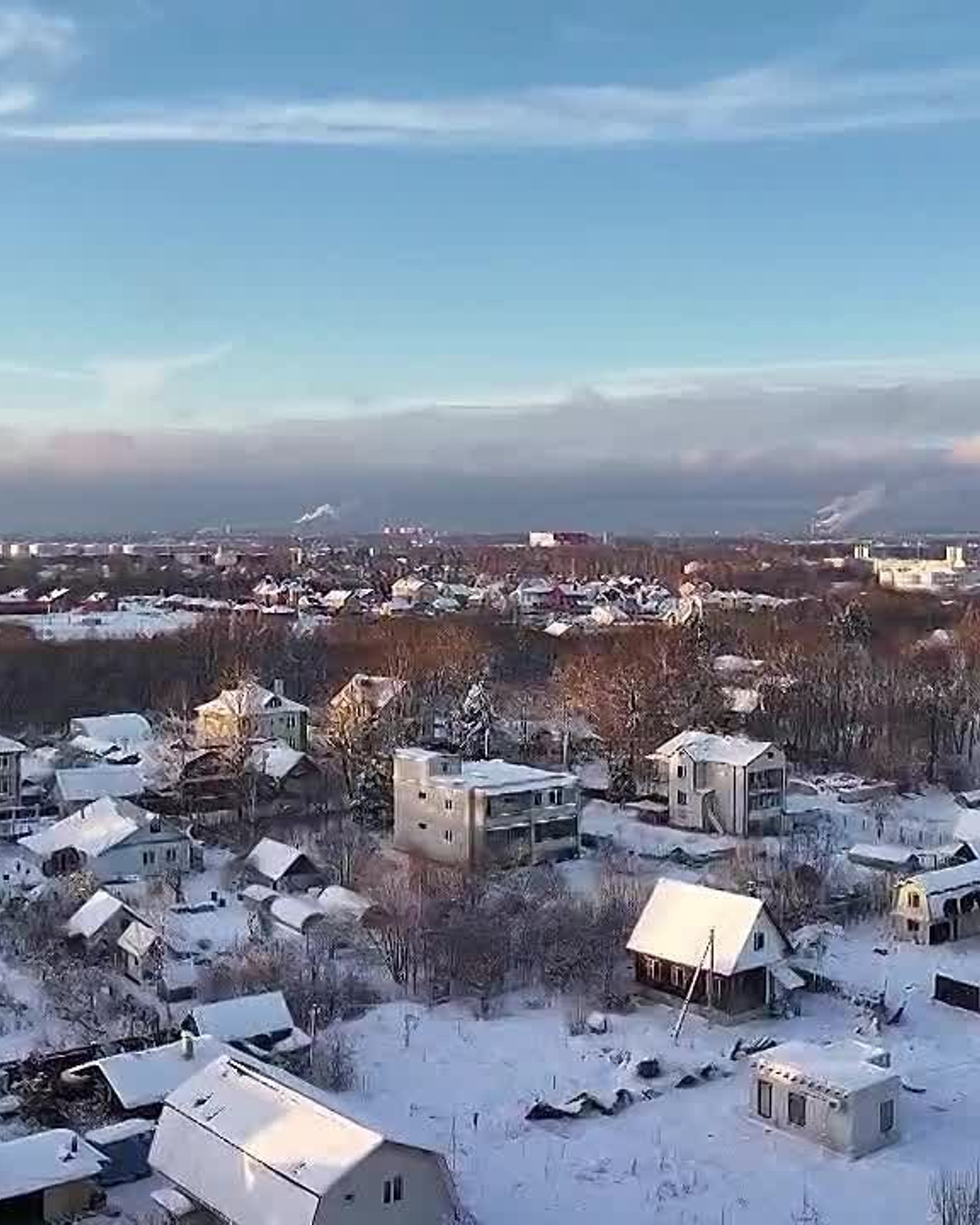 Панорамная зимняя съёмка территории