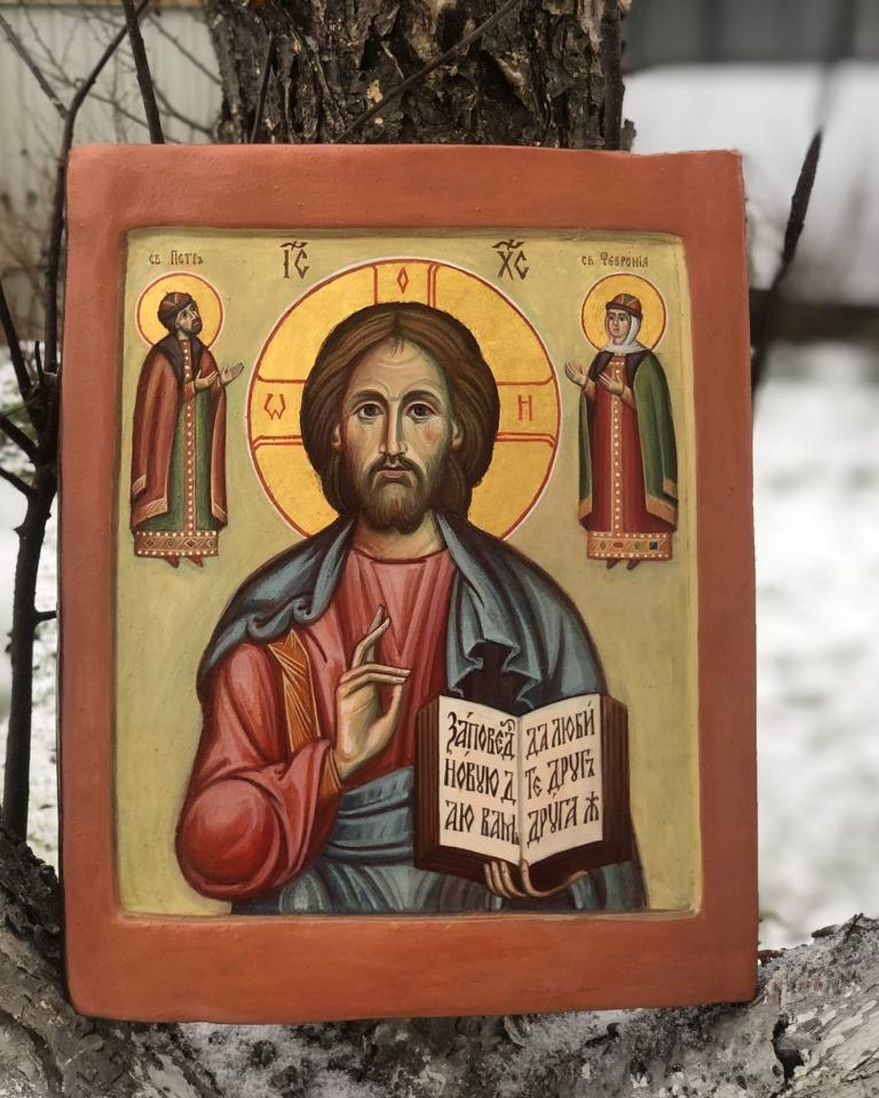 Икона с предстоящими святыми Петром и Февронией. Авт. С. Акотчик