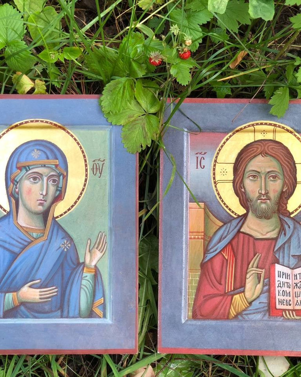 Венчальная пара Спас Вседержитель и Богоматерь Миропросительница. Авт. С. Акотчик. Рук. А. Лавданский