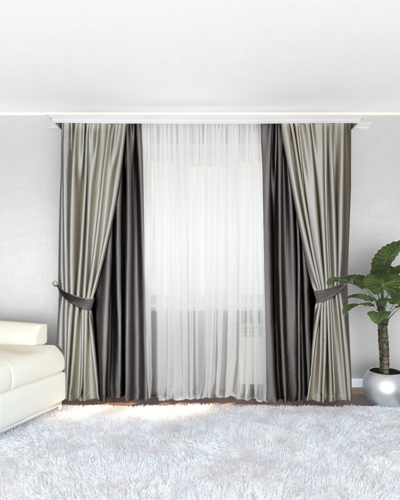 Шторы в&nbsp;3D интерьере/на белом фоне. Для маркетплейсов