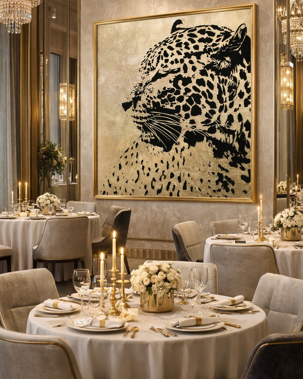 картина леопард, платиновый леопард, luxury картина, интерьерная картина, картина для ресторана, элитный декор, дизайнерская картина, современное искусство, арт для интерьера, картина в золотых тонах, эксклюзивная картина, настенное искусство, premium art, luxury wall art.