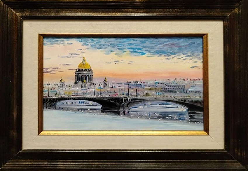 Город, зима, виды Санкт-Петербурга, мост, река