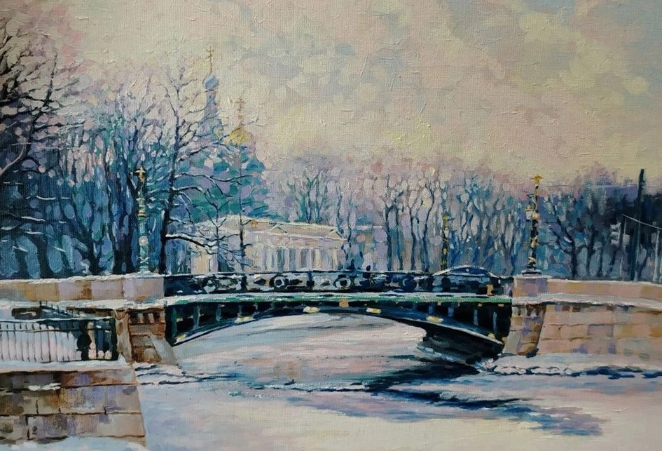 Город, зима, Санкт-Петербург, Мойка, павильон Михайловского дворца