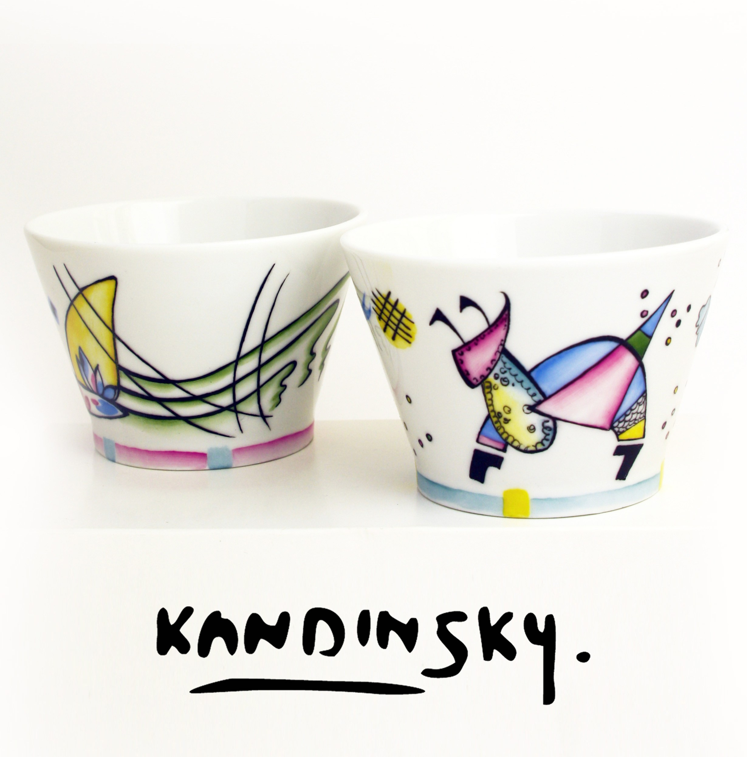 Василий Кандинский. Морской бой. Импровизации Кандинский. Чайная пара на заказ. Роспись фарфора в Санкт-Петербурге.