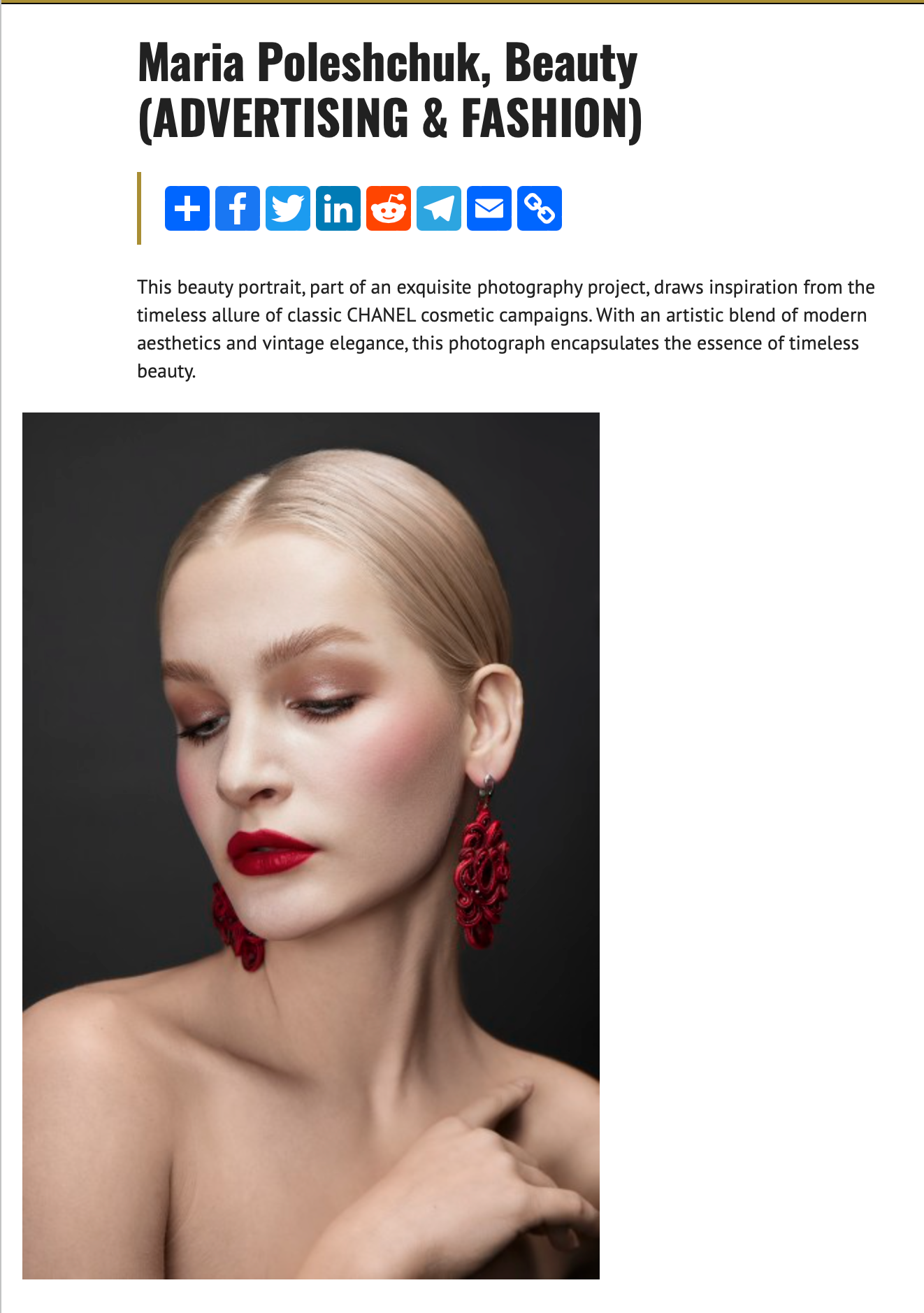 Top 30 Award in Australasia’s Top Emerging Photographers 2023. Maria Poleshchuk, commercial photographer in Sydney