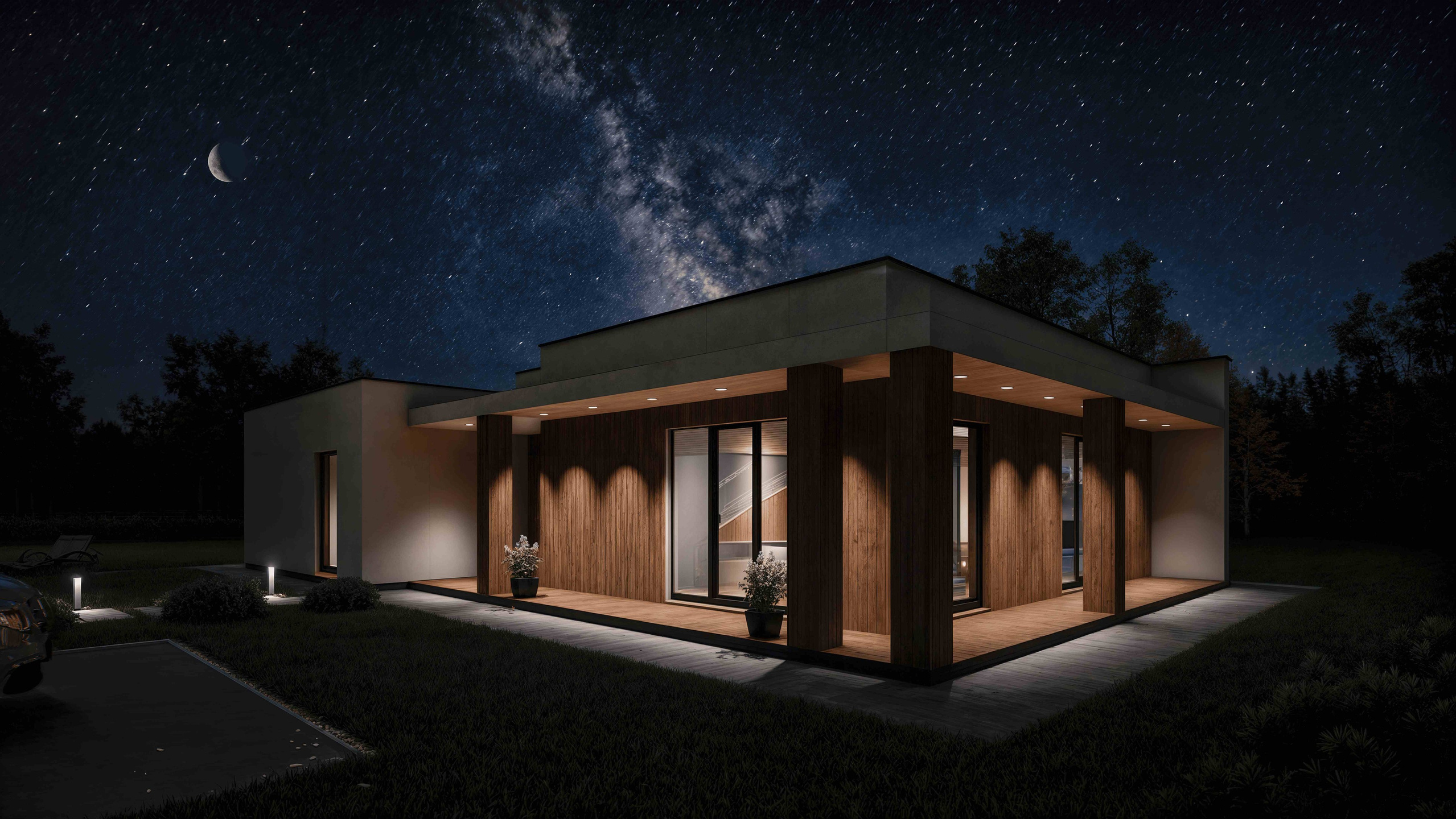 Дом под ключ серии "Калифорния", фото в темное время суток.