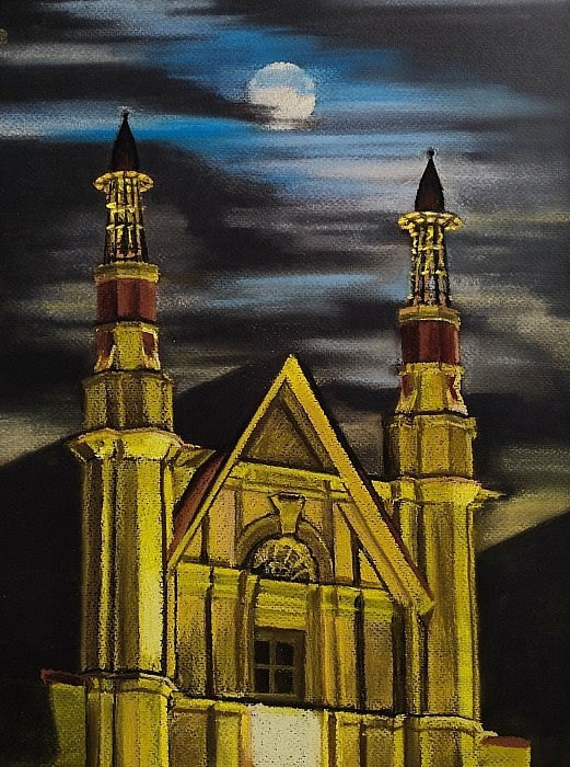 картины, интерьерные картины, пастель, картины маслом, масло, природа, живопись, город, мост, река, монастырь