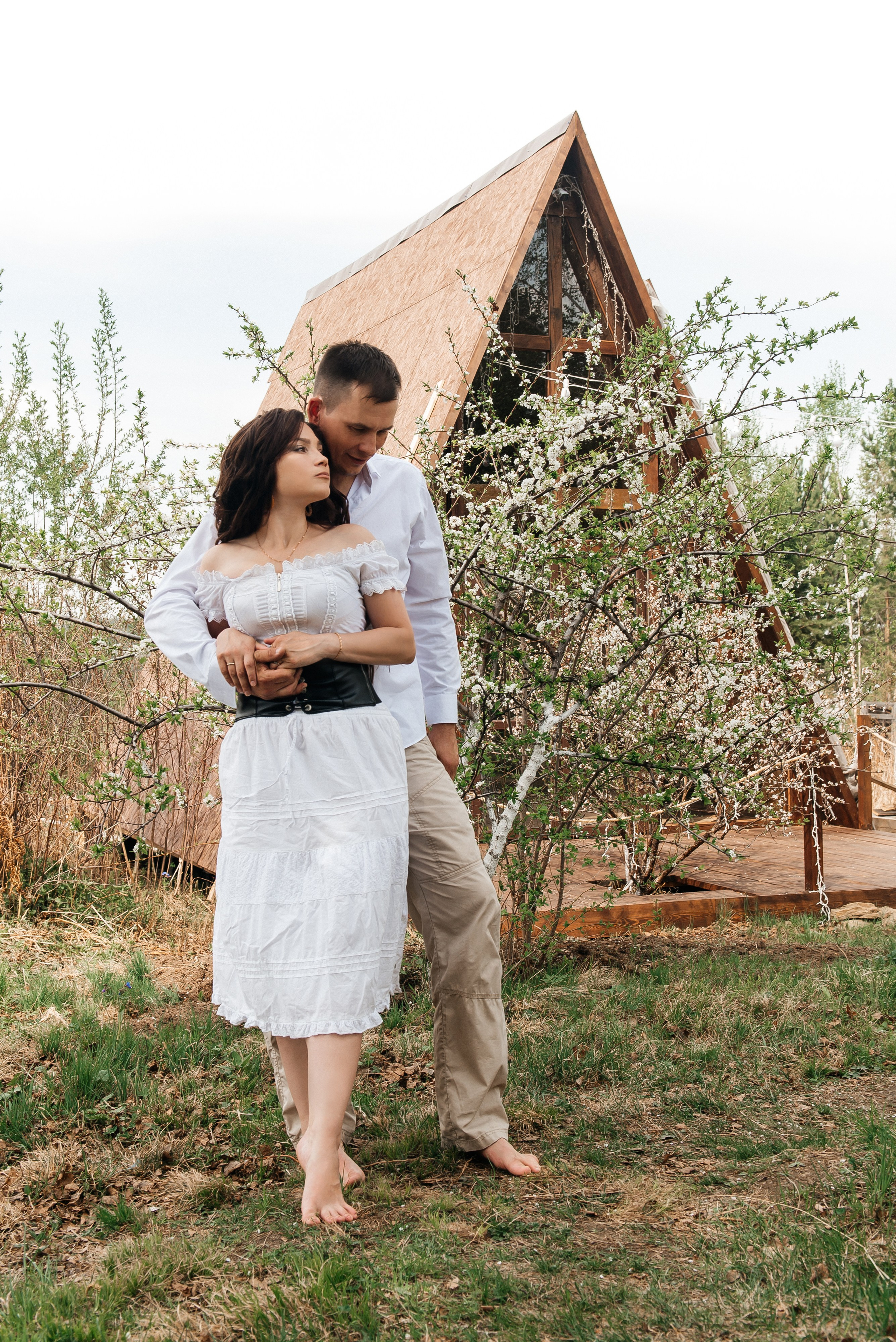 Влюбленная пара бохо комплект белые корсет и юбка