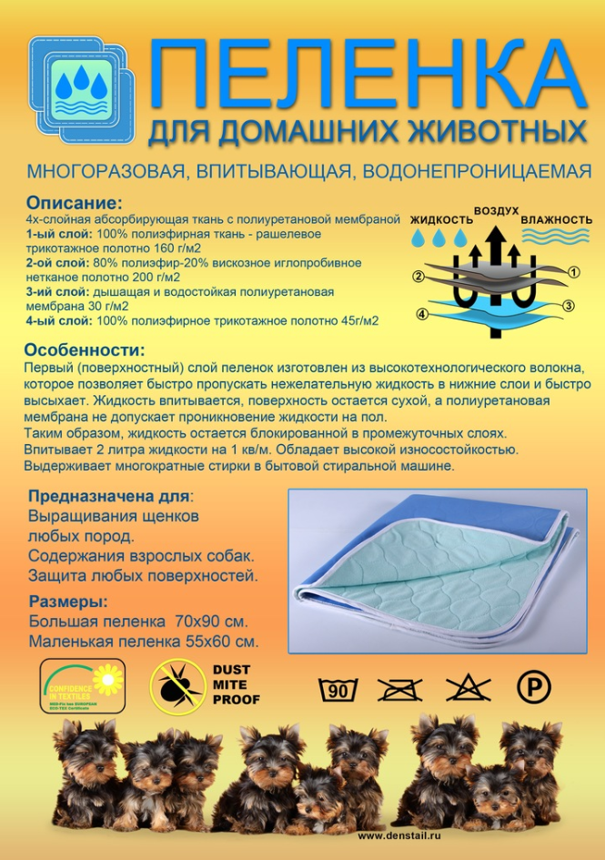 ПЕЛЕНКИ МНОГОРАЗОВЫЕ ДЛЯ СОБАК Дэнстайл. Питомник Йоркширских терьеров Дэнстайл в Санкт-Петербурге заводчик Тих