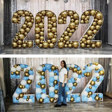 Шары с синими цифрами. Студия праздничного декора