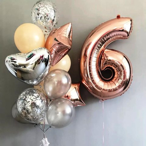 Шары с цифрами розовое золото. Студия праздничного декора