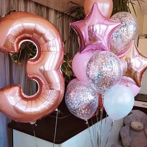 Шары с цифрами розовое золото. Студия праздничного декора