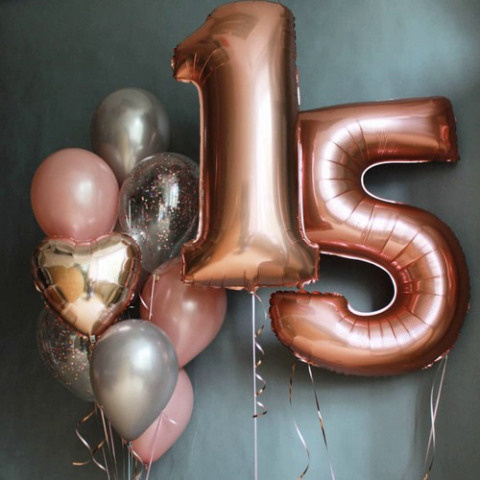 Шары с цифрами розовое золото. Студия праздничного декора