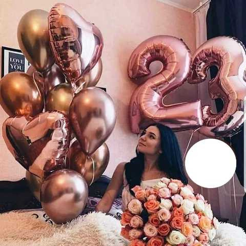 Шары с цифрами розовое золото. Студия праздничного декора