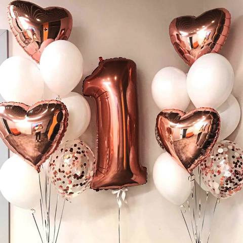 Шары с цифрами розовое золото. Студия праздничного декора