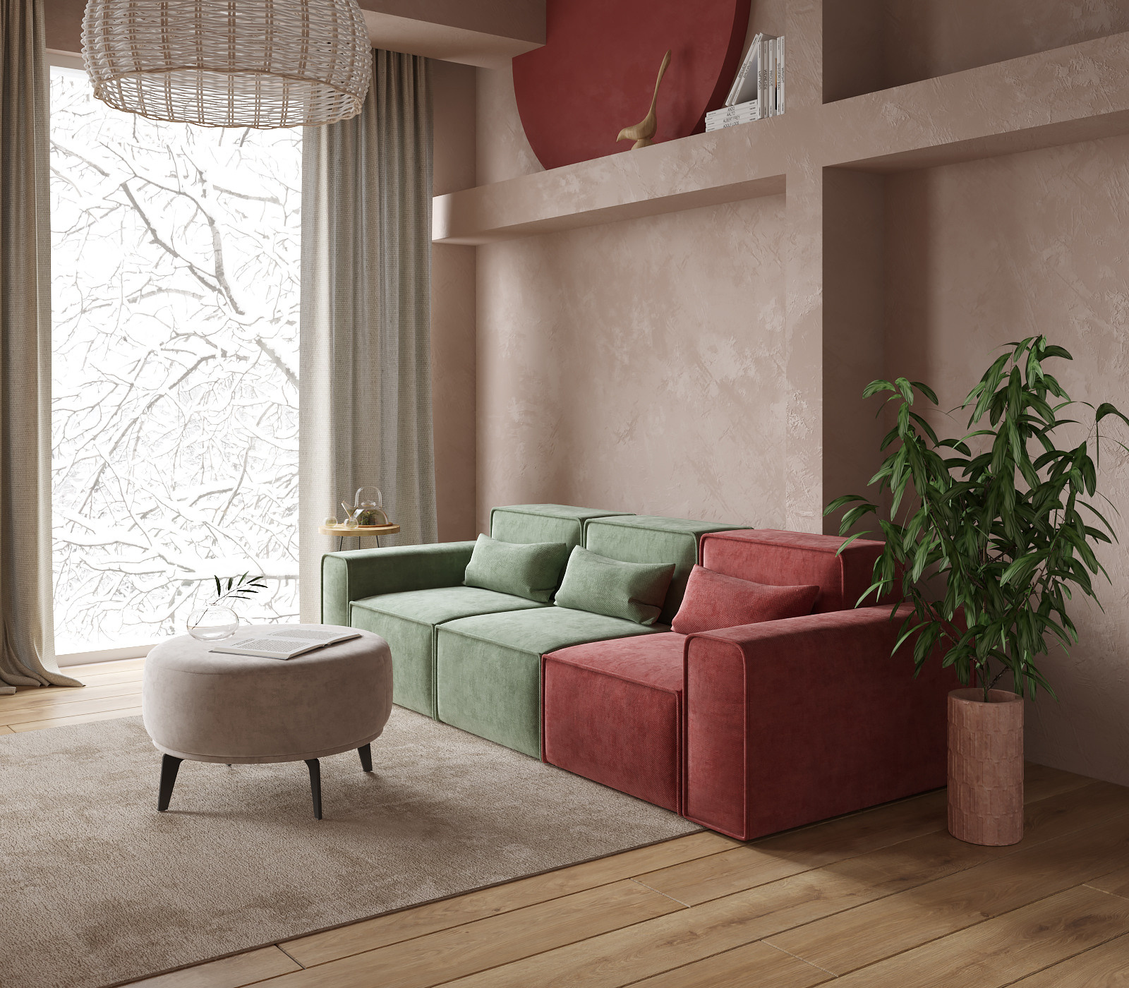 Gentle Japandi (2022). Дизайн интерьера | 3D визуализация | Миланская Марина