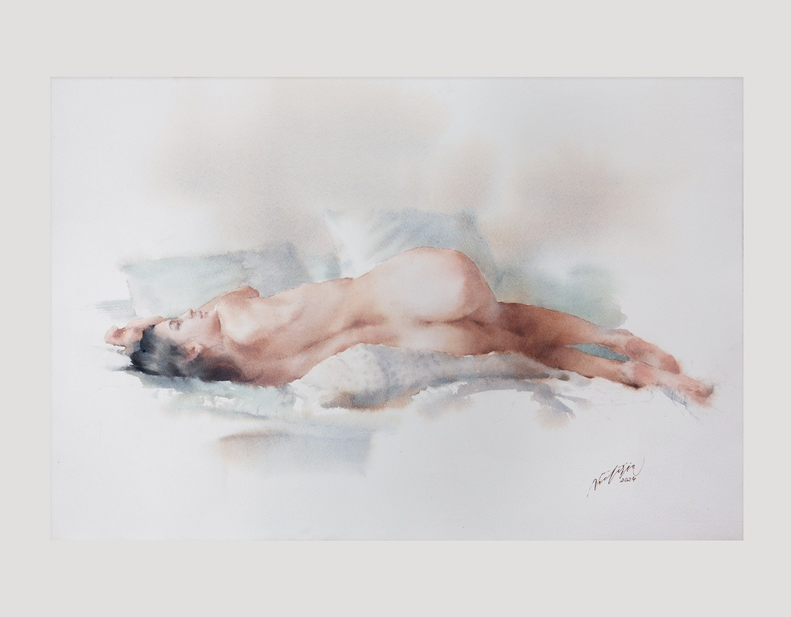 Акварельные работы в цвете, сюжет Ню, эротика в акварели