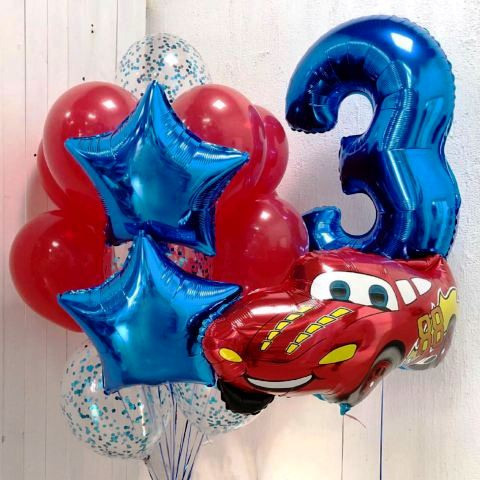 Шары с синими цифрами. Студия праздничного декора