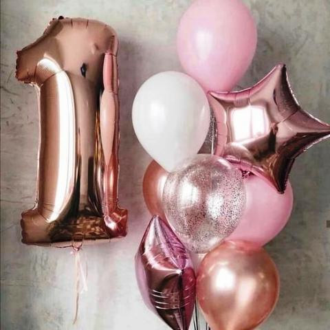 Шары с цифрами розовое золото. Студия праздничного декора