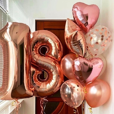 Шары с цифрами розовое золото. Студия праздничного декора
