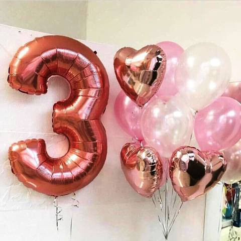 Шары с цифрами розовое золото. Студия праздничного декора