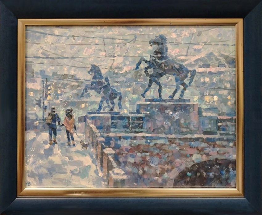 Город, виды Санкт-Петербурга, Аничков мост, Кони Клодта, Фонтанка