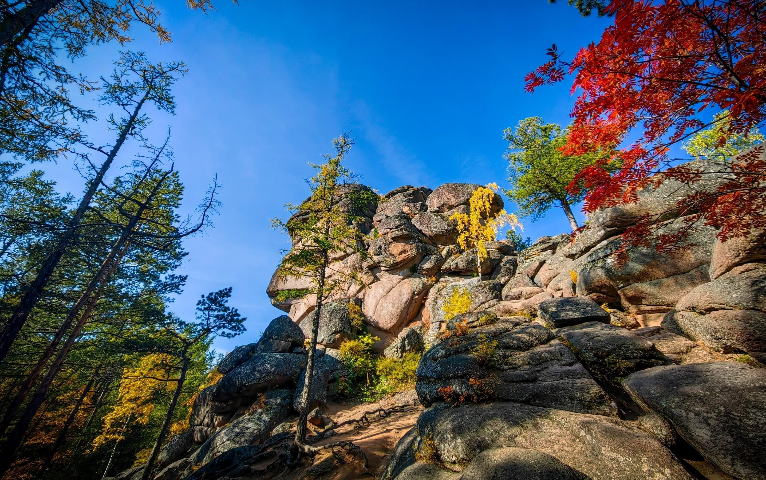 скала Дед национальный парк Красноярские столбы заповедник экскурсия Красноярск туристический маршрут горы скалы поход путешествие Сибирь Пейзаж осень горы индивидуальный гид идея на выходные что посмотреть где побывать интересные места Красноярский край цена стоимость заказать экскурсию забронировать