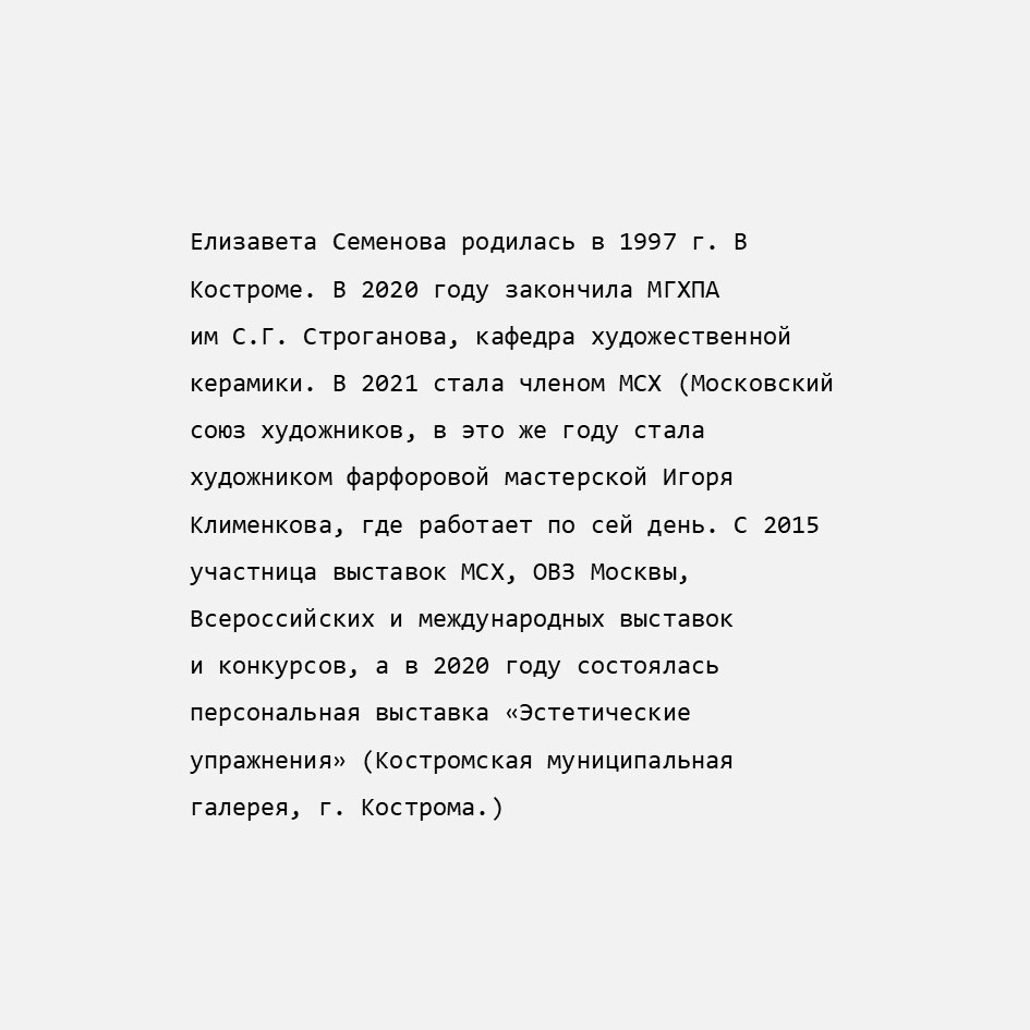 ОСТОРОЖНО, НЕ ХРУПКОЕ!. Семенова Елизавета художник, керамист, преподаватель