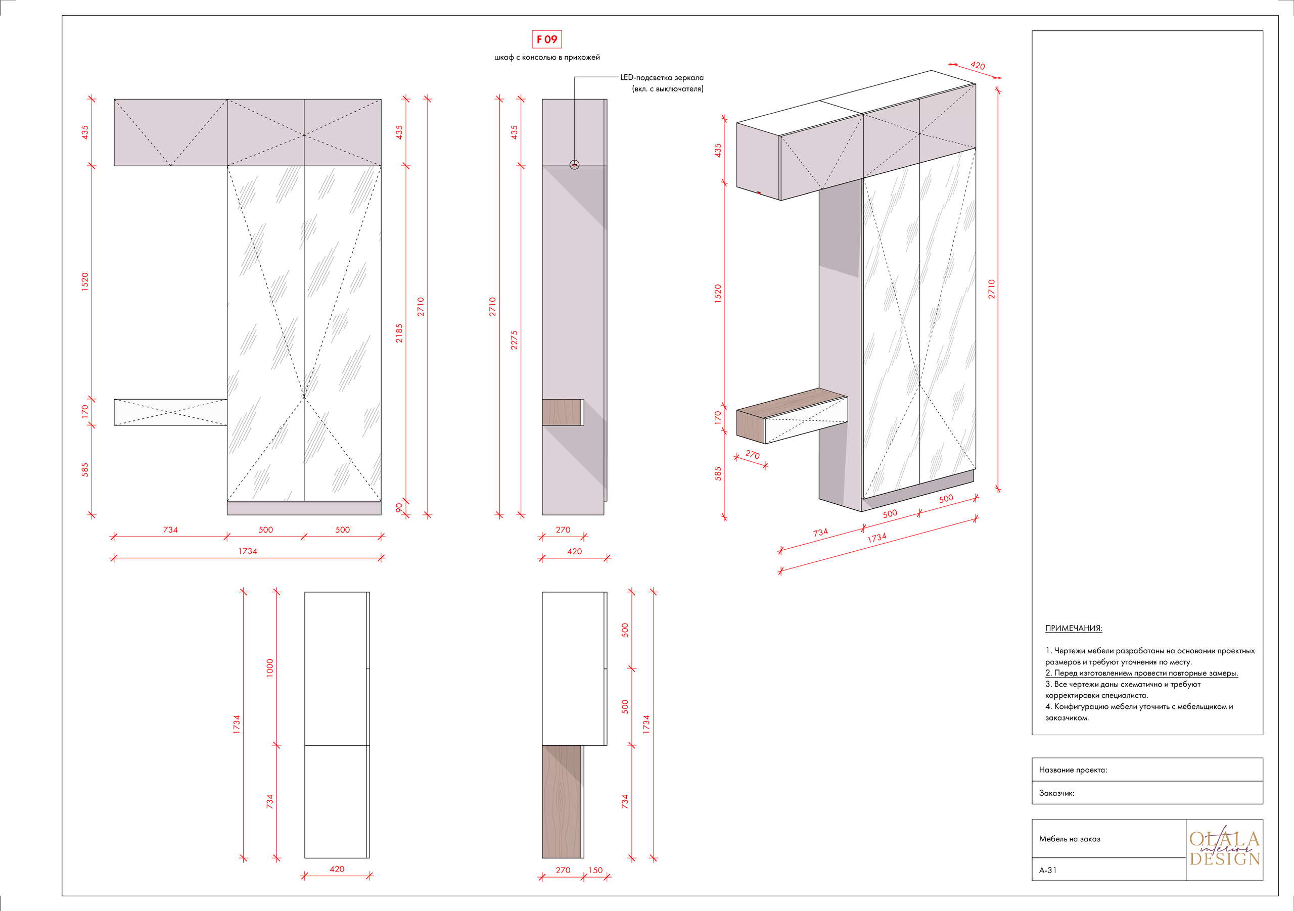 Полный проект. Дизайнер интерьеров Olala interior design