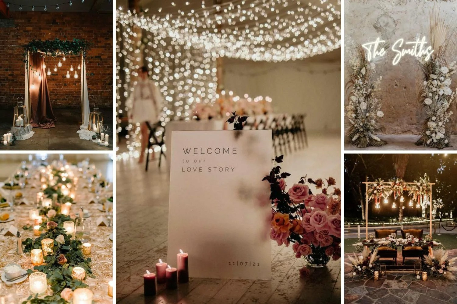 Профессиональный фотограф обсуждает современные свадебные тренды с молодоженами на фоне свадебной выставки.