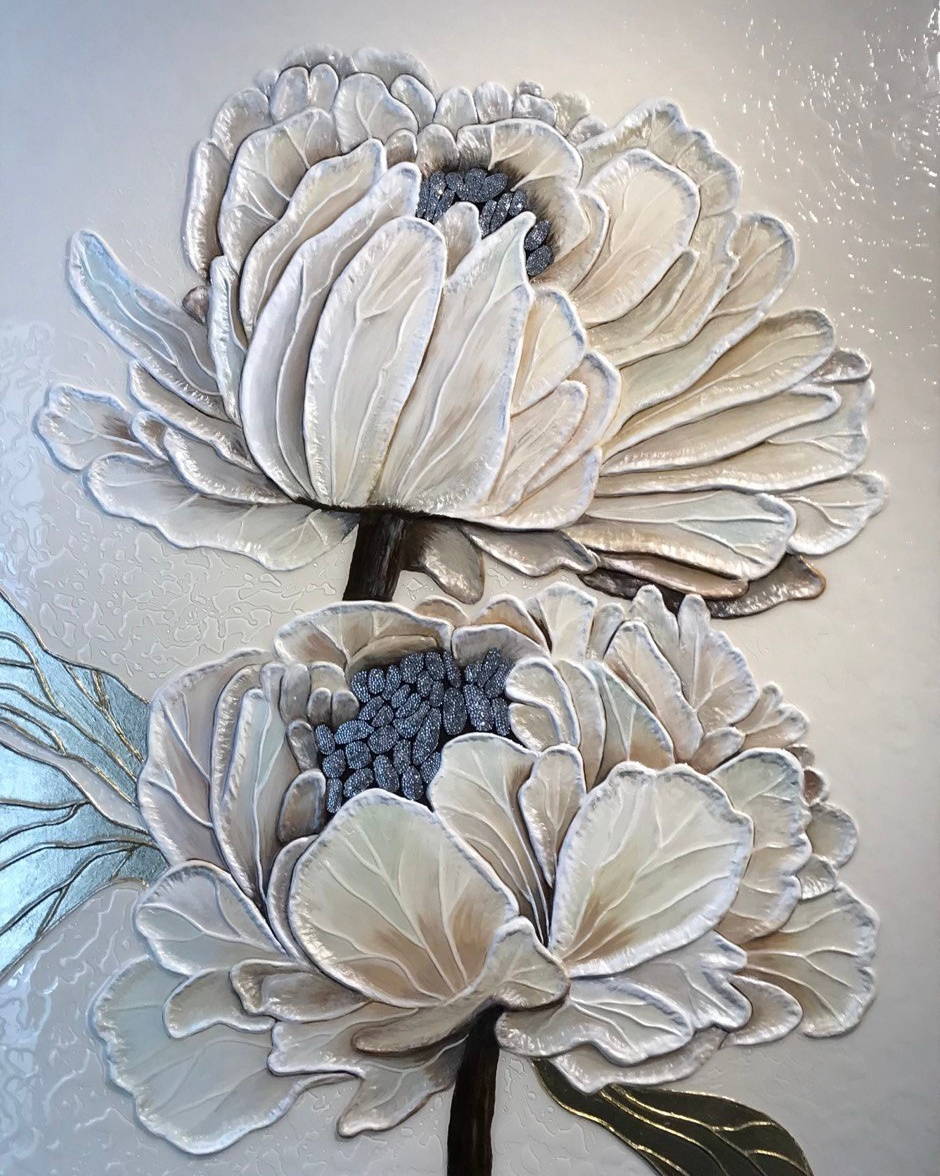 картина пионы, шарм пионов, luxury картина, 3D картина, объемная картина, картина с золотой поталью, картина со стразами Swarovski, интерьерная картина, элитный декор, картина для гостиной, premium wall art.