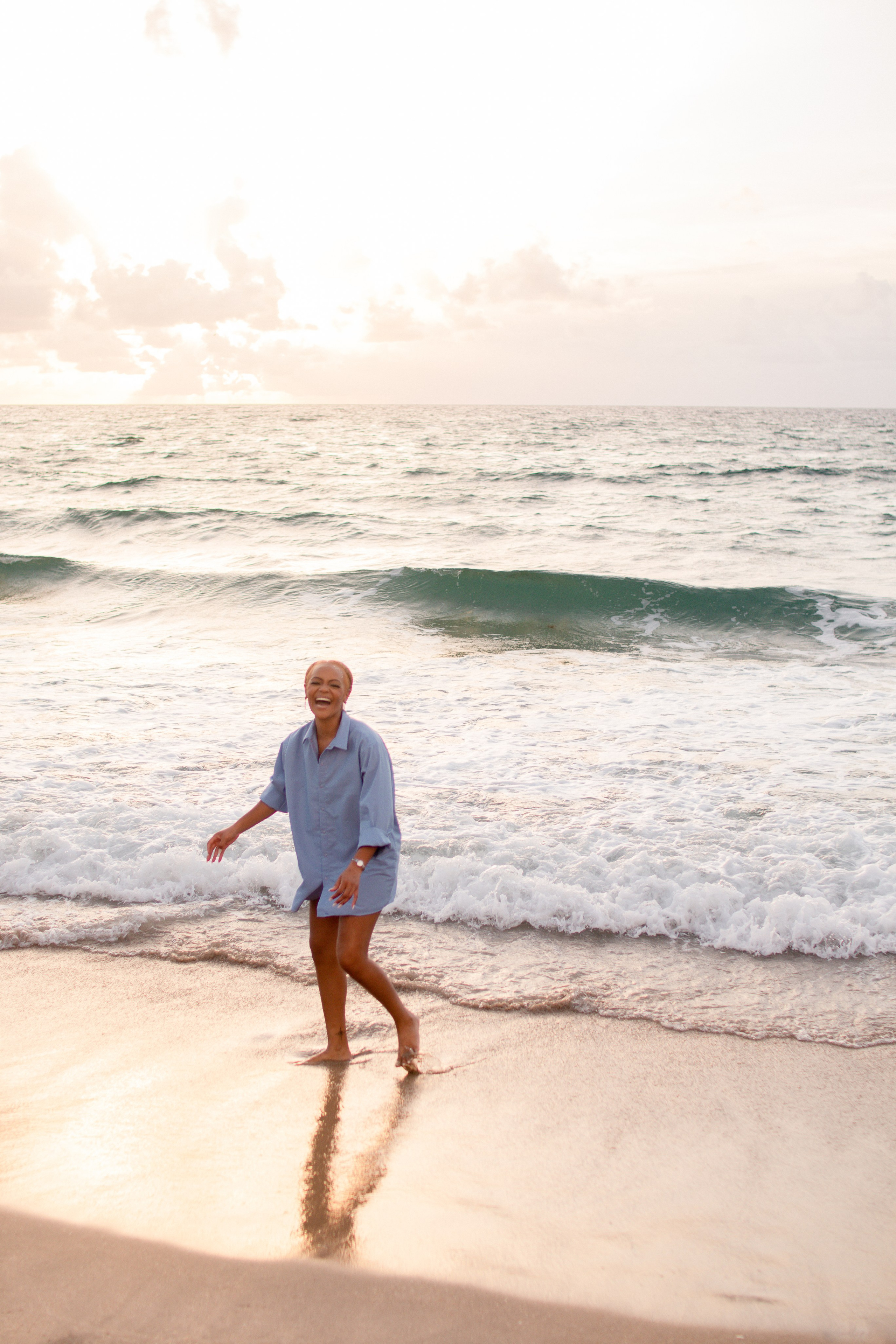 Family photography at sunrise on Delray Municipal Beach in Florida