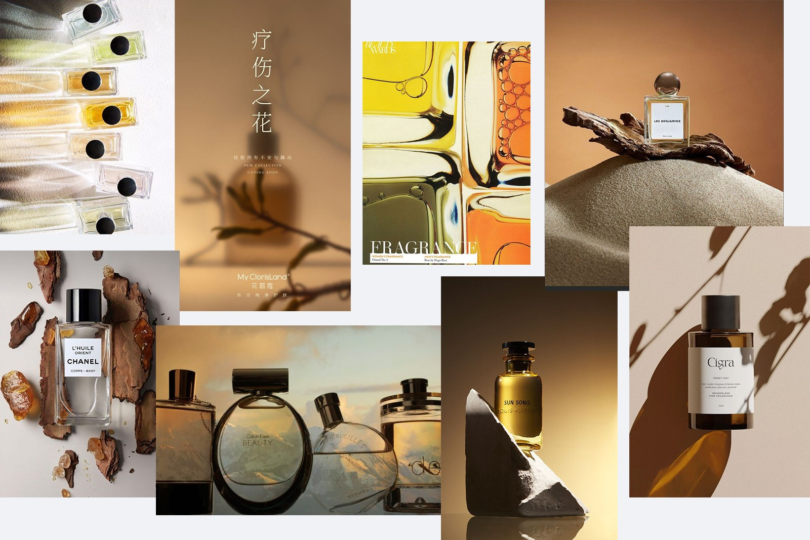 Мудборд для рекламной съемки парфюмерии
