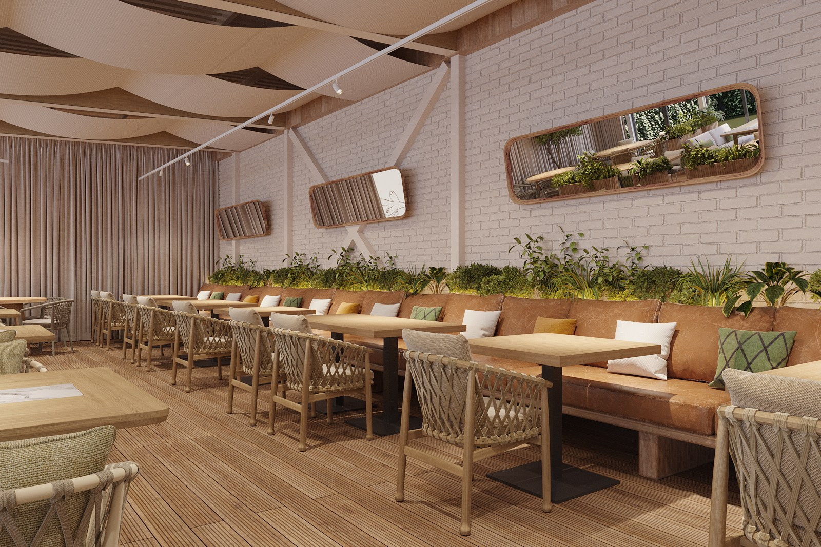 ЛЕТНЯЯ ВЕРАНДА «СЫРОВАРНИ» / ресторан, 200 м². Rezells Architects — студия дизайна жилых и коммерческих интерьеров