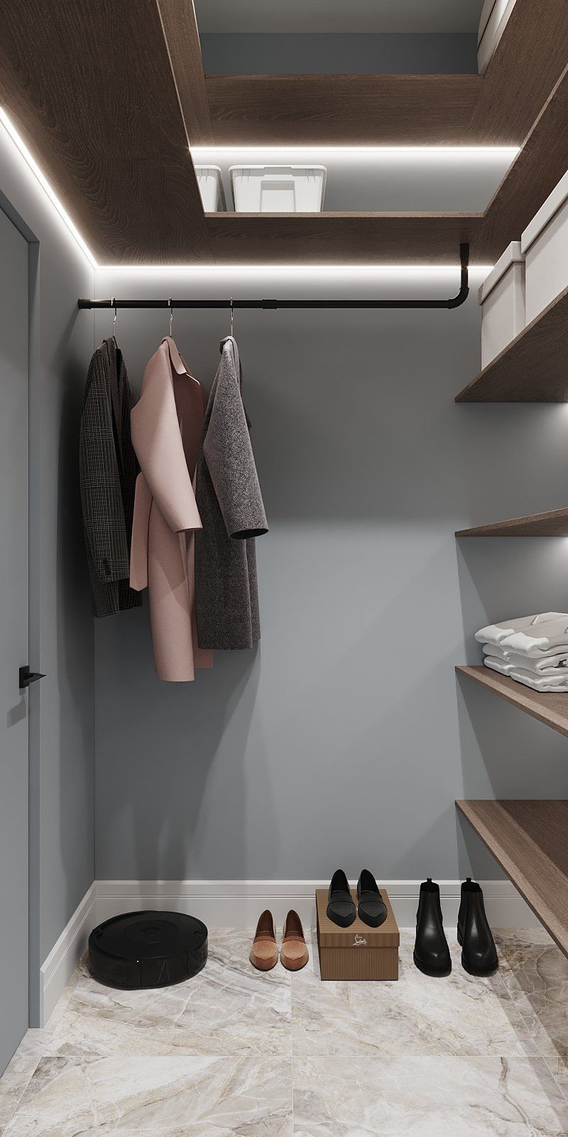 Гардеробная с металлическим каркасом. Мебель на заказ