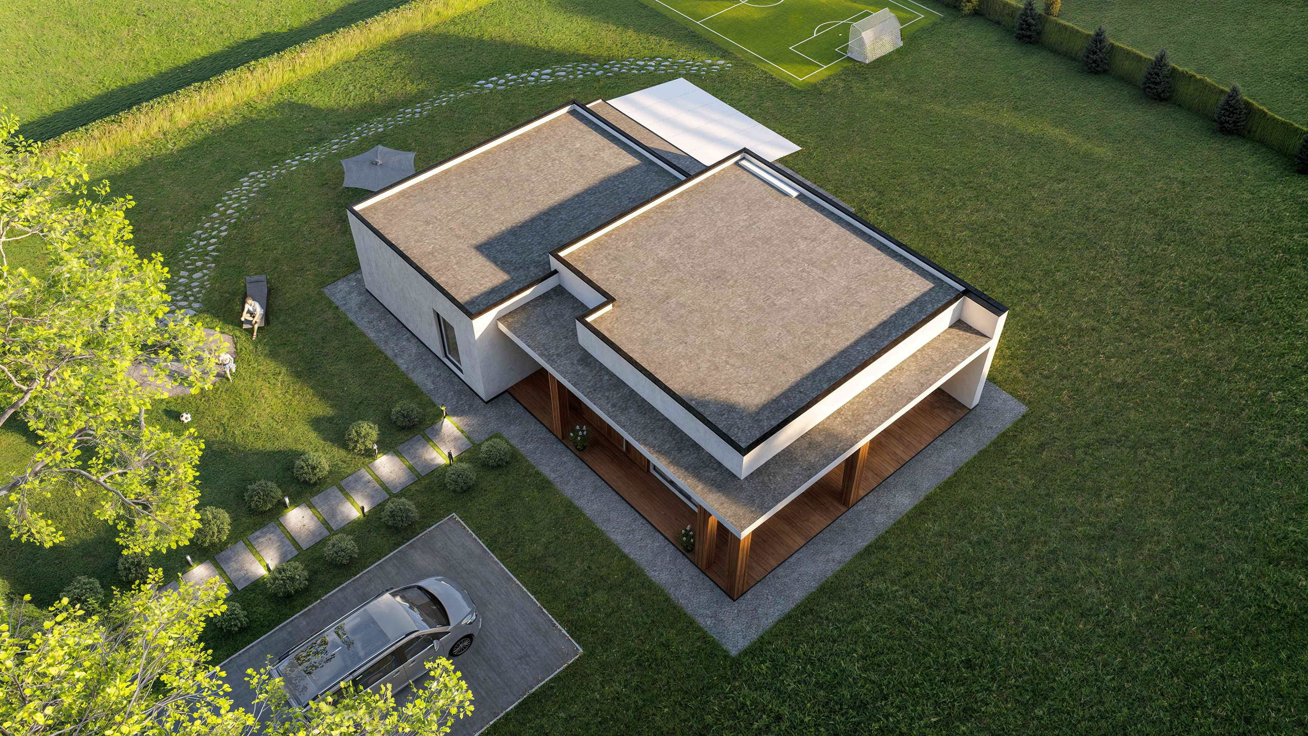 Проект дома серии "Калифорния" от ГК "БыстроДом", вид сверху.