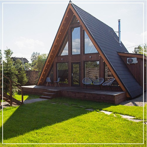 День рождения в доме с уличным чаном, баней - коттедж на 6 человек. Коттедж А-фрейм с баней и уличным чаном в Подмосковье - в аренду для отдыха